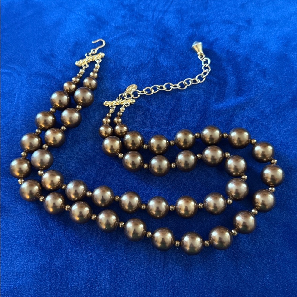 Carolee Gold Double-Strand Beaded MCM Chunky Necklace